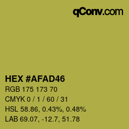 カラーコード: HEX #AFAD46 | qconv.com