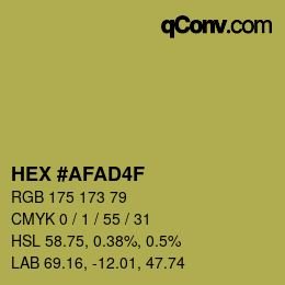 カラーコード: HEX #AFAD4F | qconv.com