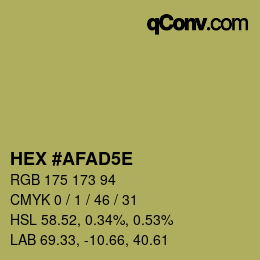 Color code: HEX #AFAD5E | qconv.com