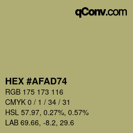 颜色代码: HEX #AFAD74 | qconv.com