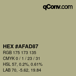 Color code: HEX #AFAD87 | qconv.com