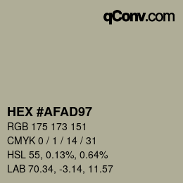 Farbcode: HEX #AFAD97 | qconv.com