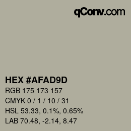 颜色代码: HEX #AFAD9D | qconv.com