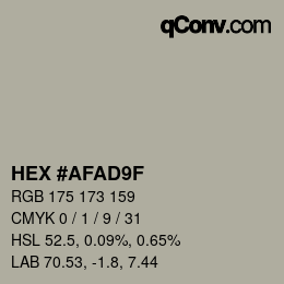 カラーコード: HEX #AFAD9F | qconv.com