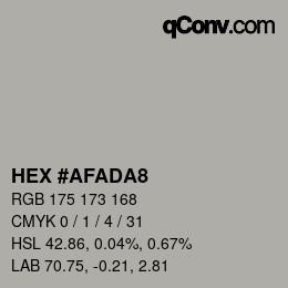 カラーコード: HEX #AFADA8 | qconv.com