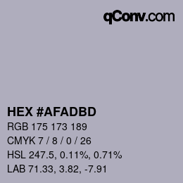Color code: HEX #AFADBD | qconv.com