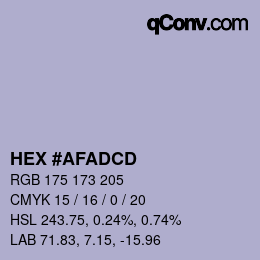 Código de color: HEX #AFADCD | qconv.com