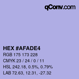 Color code: HEX #AFADE4 | qconv.com
