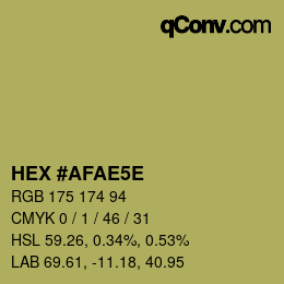 Color code: HEX #AFAE5E | qconv.com