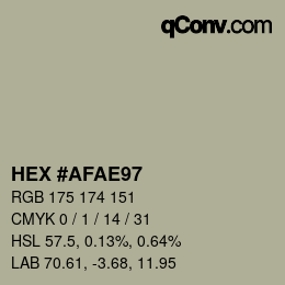 カラーコード: HEX #AFAE97 | qconv.com