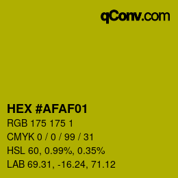 Color code: HEX #AFAF01 | qconv.com