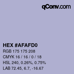 Código de color: HEX #AFAFD0 | qconv.com
