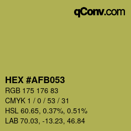 Color code: HEX #AFB053 | qconv.com