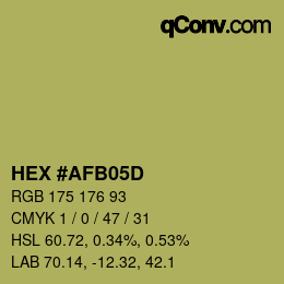 Farbcode: HEX #AFB05D | qconv.com