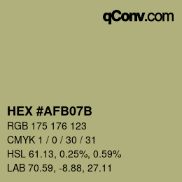 Farbcode: HEX #AFB07B | qconv.com