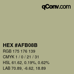 Color code: HEX #AFB08B | qconv.com