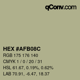 Color code: HEX #AFB08C | qconv.com