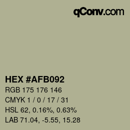 颜色代码: HEX #AFB092 | qconv.com
