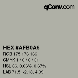 Color code: HEX #AFB0A6 | qconv.com