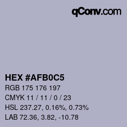 Color code: HEX #AFB0C5 | qconv.com