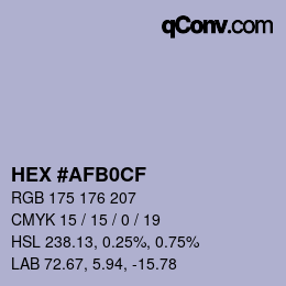 Color code: HEX #AFB0CF | qconv.com