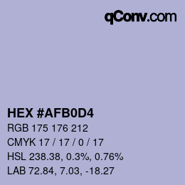 カラーコード: HEX #AFB0D4 | qconv.com