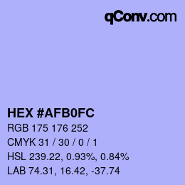 カラーコード: HEX #AFB0FC | qconv.com