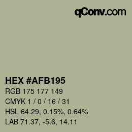 Farbcode: HEX #AFB195 | qconv.com