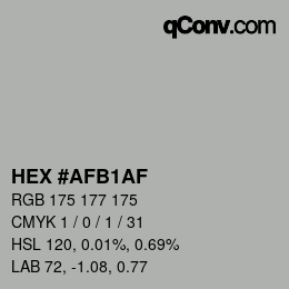 Farbcode: HEX #AFB1AF | qconv.com