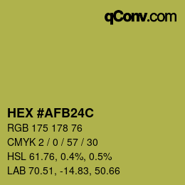 Color code: HEX #AFB24C | qconv.com