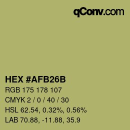 Color code: HEX #AFB26B | qconv.com