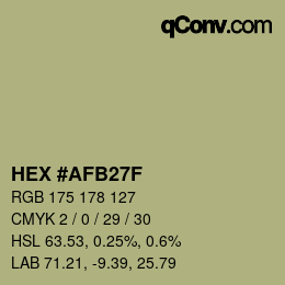 Color code: HEX #AFB27F | qconv.com