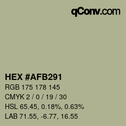 Farbcode: HEX #AFB291 | qconv.com
