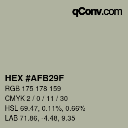 Farbcode: HEX #AFB29F | qconv.com