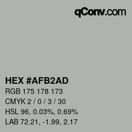 カラーコード: HEX #AFB2AD | qconv.com