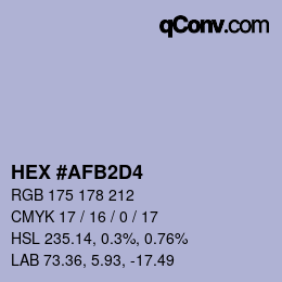 カラーコード: HEX #AFB2D4 | qconv.com