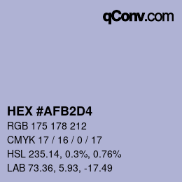 Color code: HEX #AFB2D4 | qconv.com