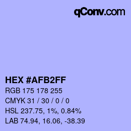 Color code: HEX #AFB2FF | qconv.com