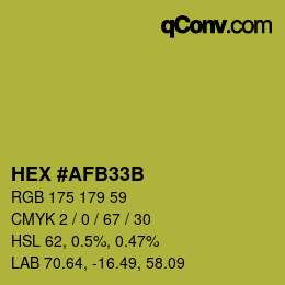 Color code: HEX #AFB33B | qconv.com