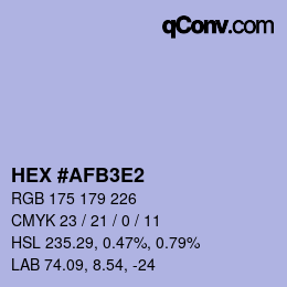Color code: HEX #AFB3E2 | qconv.com