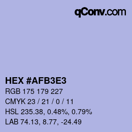 Color code: HEX #AFB3E3 | qconv.com