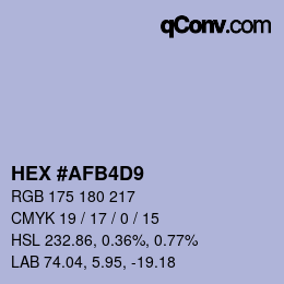 Color code: HEX #AFB4D9 | qconv.com