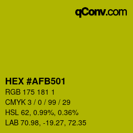 Color code: HEX #AFB501 | qconv.com