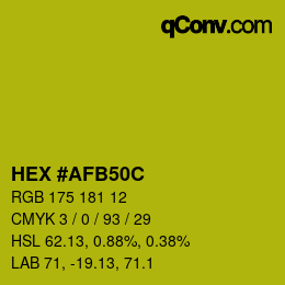 Color code: HEX #AFB50C | qconv.com