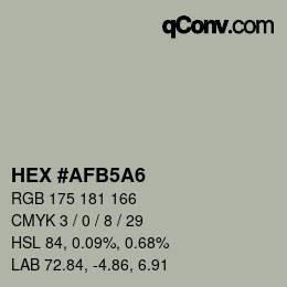 Color code: HEX #AFB5A6 | qconv.com