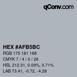Color code: HEX #AFB5BC | qconv.com