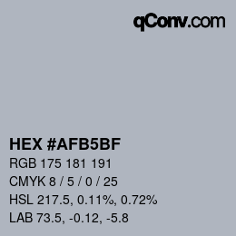 カラーコード: HEX #AFB5BF | qconv.com