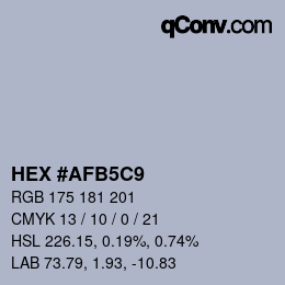 Farbcode: HEX #AFB5C9 | qconv.com