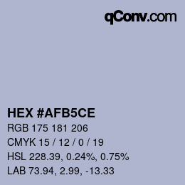 カラーコード: HEX #AFB5CE | qconv.com