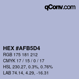 カラーコード: HEX #AFB5D4 | qconv.com